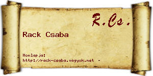 Rack Csaba névjegykártya